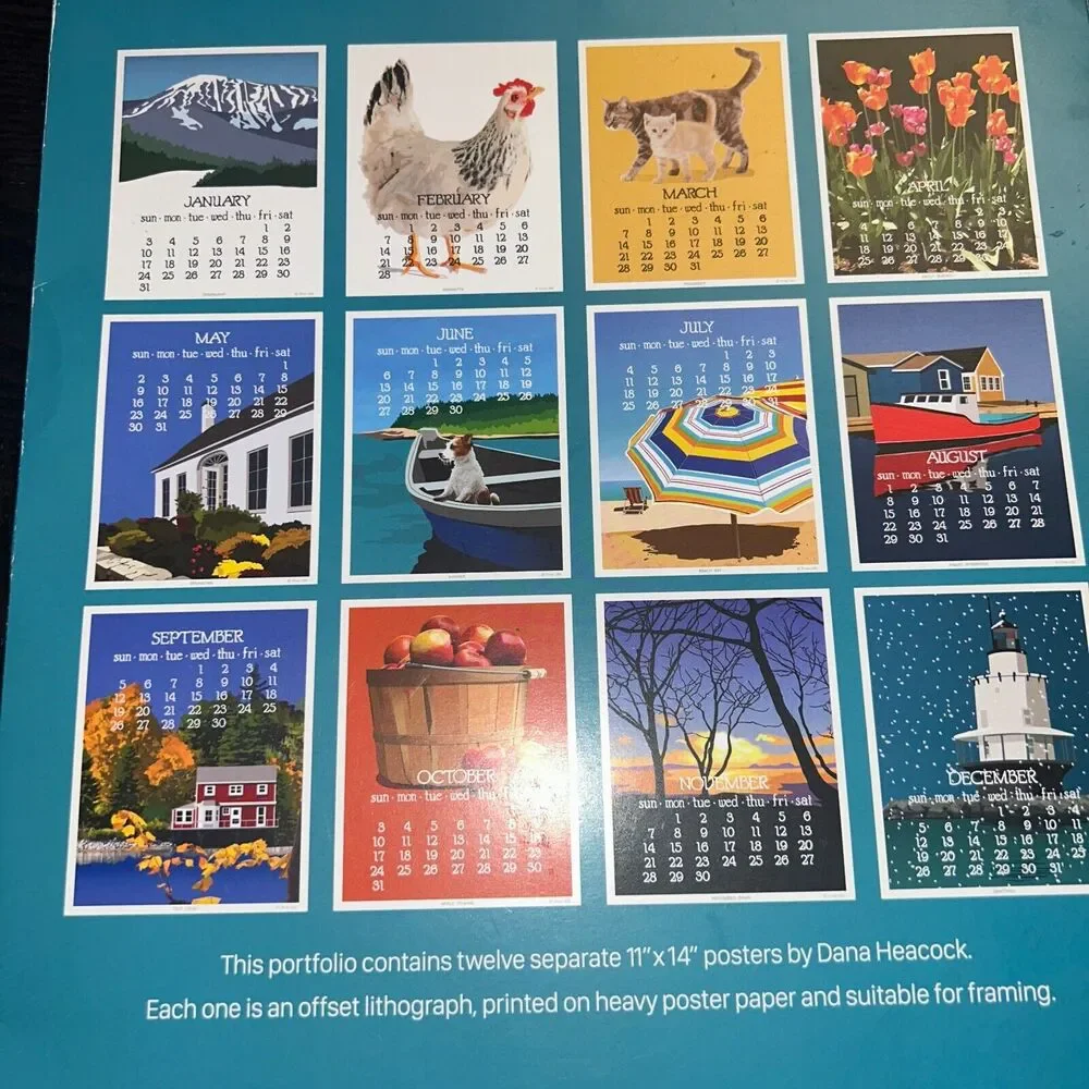 Abacus Calendar 11 x 14 Posters by artist Dana Heacock 2021 *Missing December